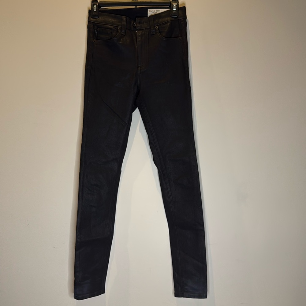 rag & bone Nina High-Rise Skinny Jeans - Coated Black - Size 26